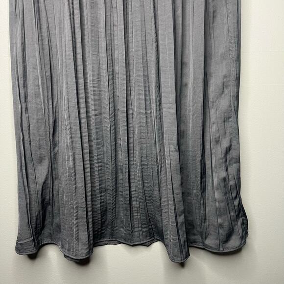 Rachel Zoe Pleated Maxi Skirt Gray Sz L Elastic Waist Boho Flowy Academia Witchy - Picture 7 of 10